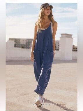 Free People Hot Shot Onesie Navy